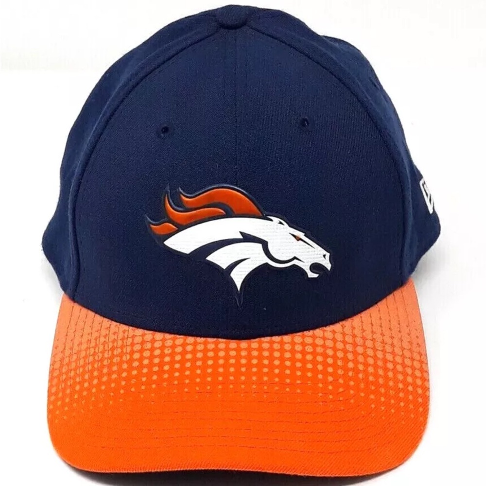 DENVER BRONCOS‎ A FRAME CAP HAT NEW ERA 39 THIRTY -  NAVY - ORANGE MEDIUM-LARGE